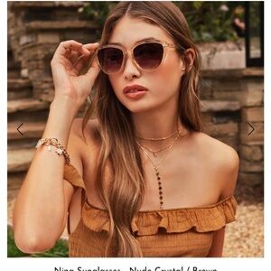 Rachel Zoe NWT Nina‎ nude crystal sunglasses with case